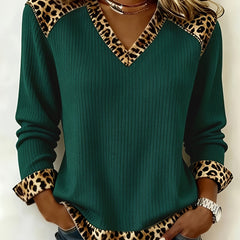 Lillian V-Neck Top Dark Green