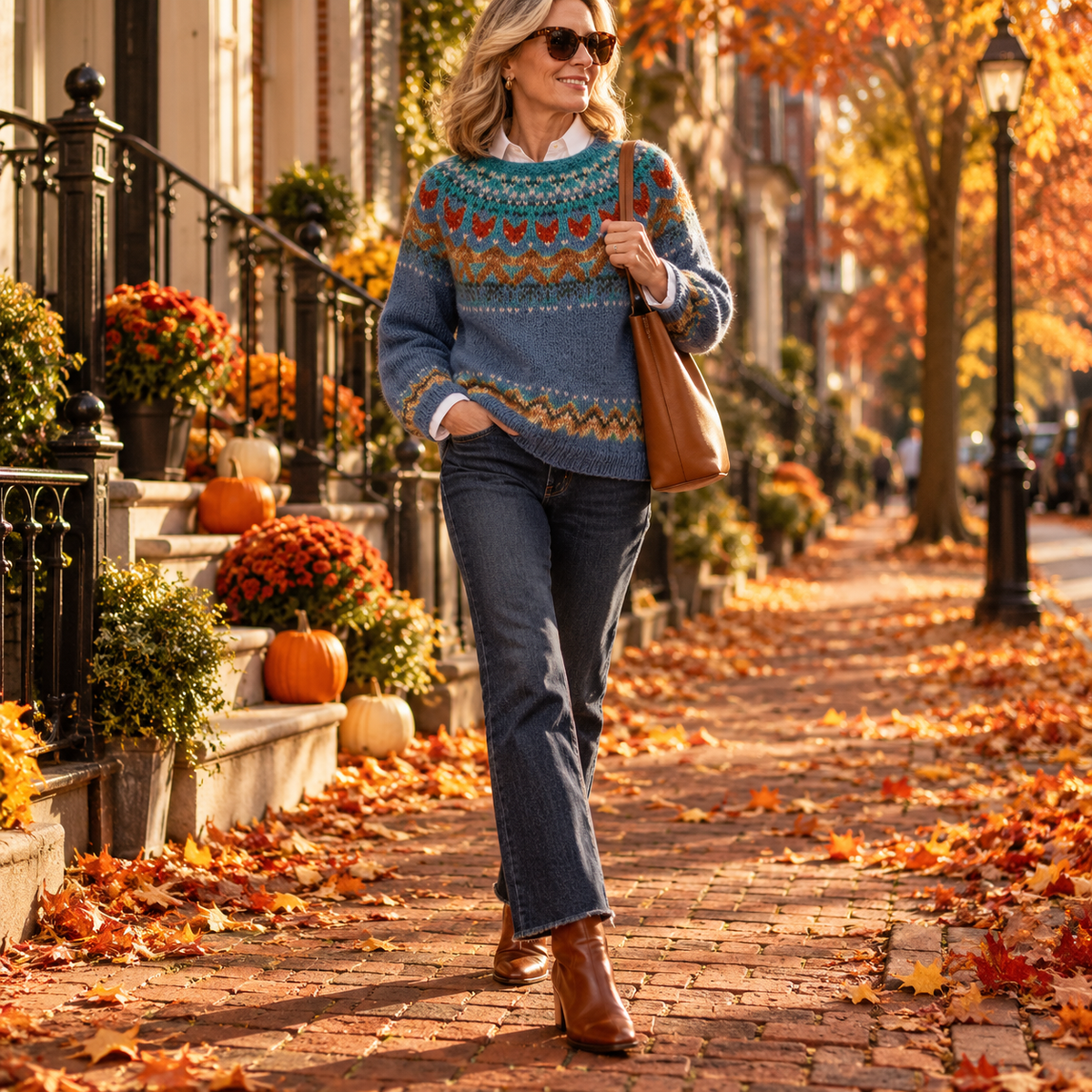 Freya™ | Fair Isle Crew Neck Knit Sweater