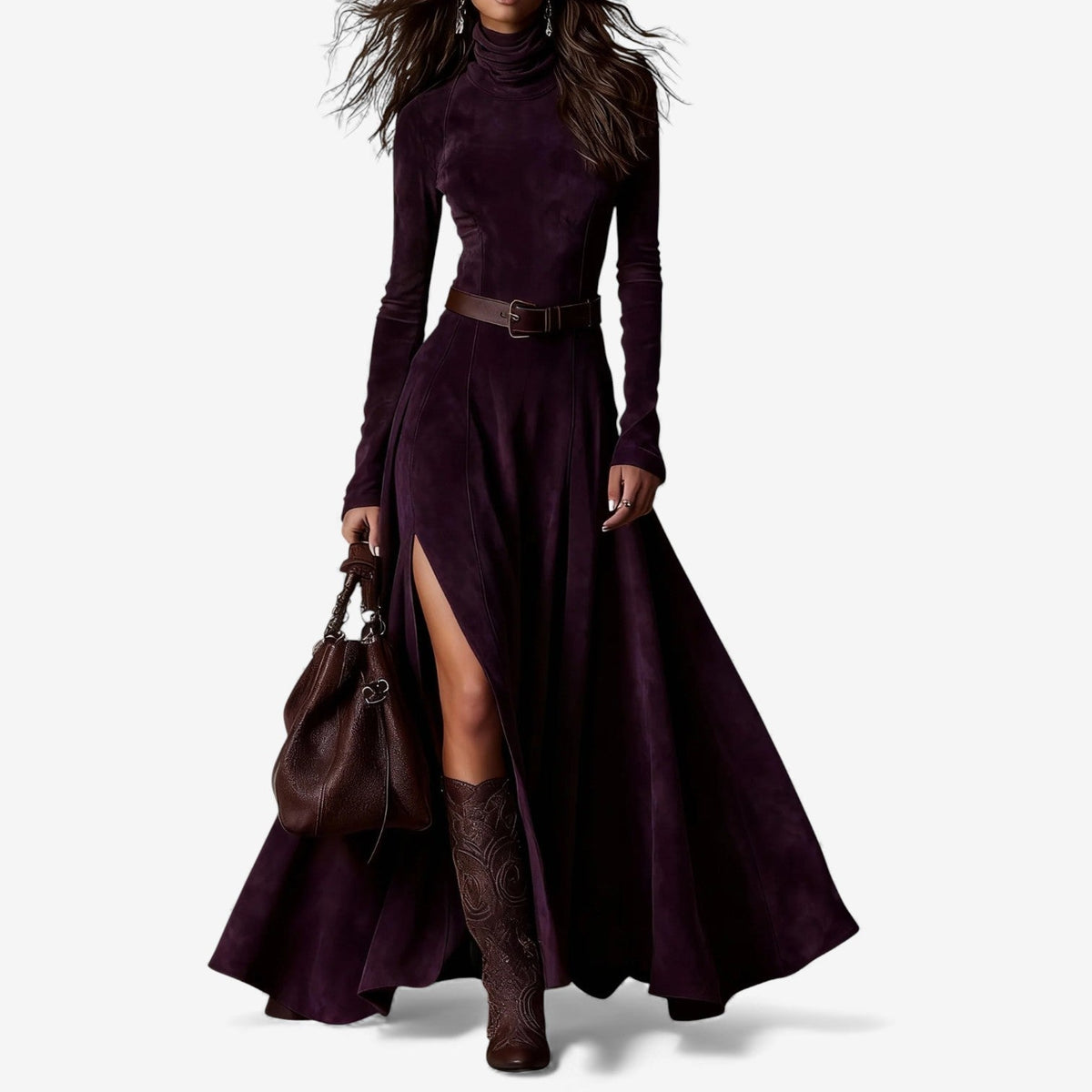 Carmel | High-Neck Maxi Dress with Front Slit