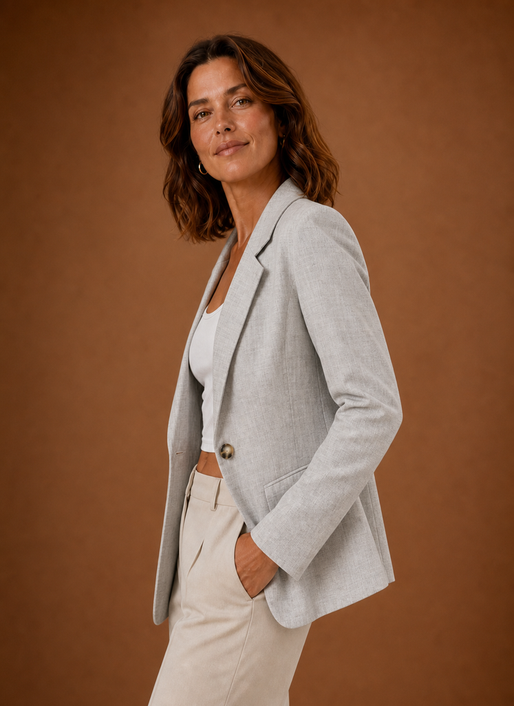 Women's Tailored Blazer - Single-Button Long-Sleeve Jacket