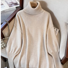 Marielle high-neck batwing sweater in apricot