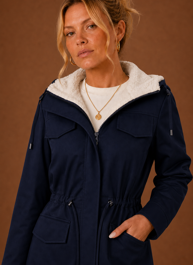 Women's Parka Jacket - Hooded Fleece-Lined Long Winter Coat