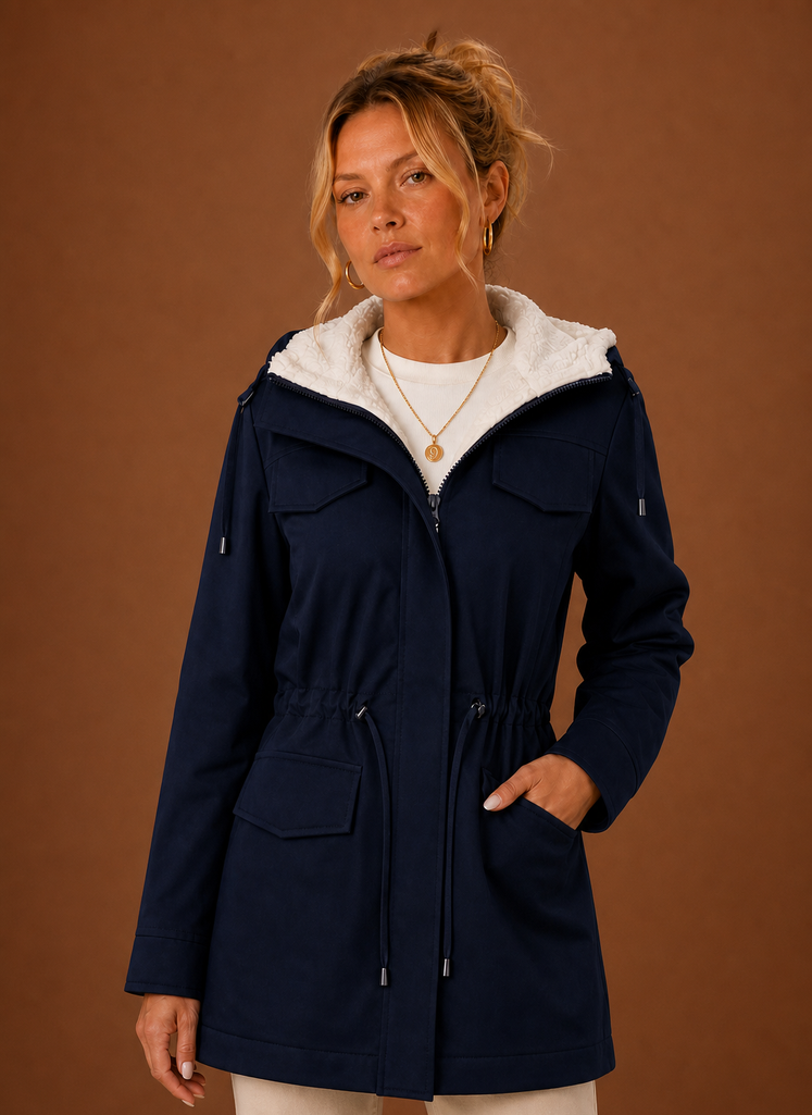 Women's Parka Jacket - Hooded Fleece-Lined Long Winter Coat