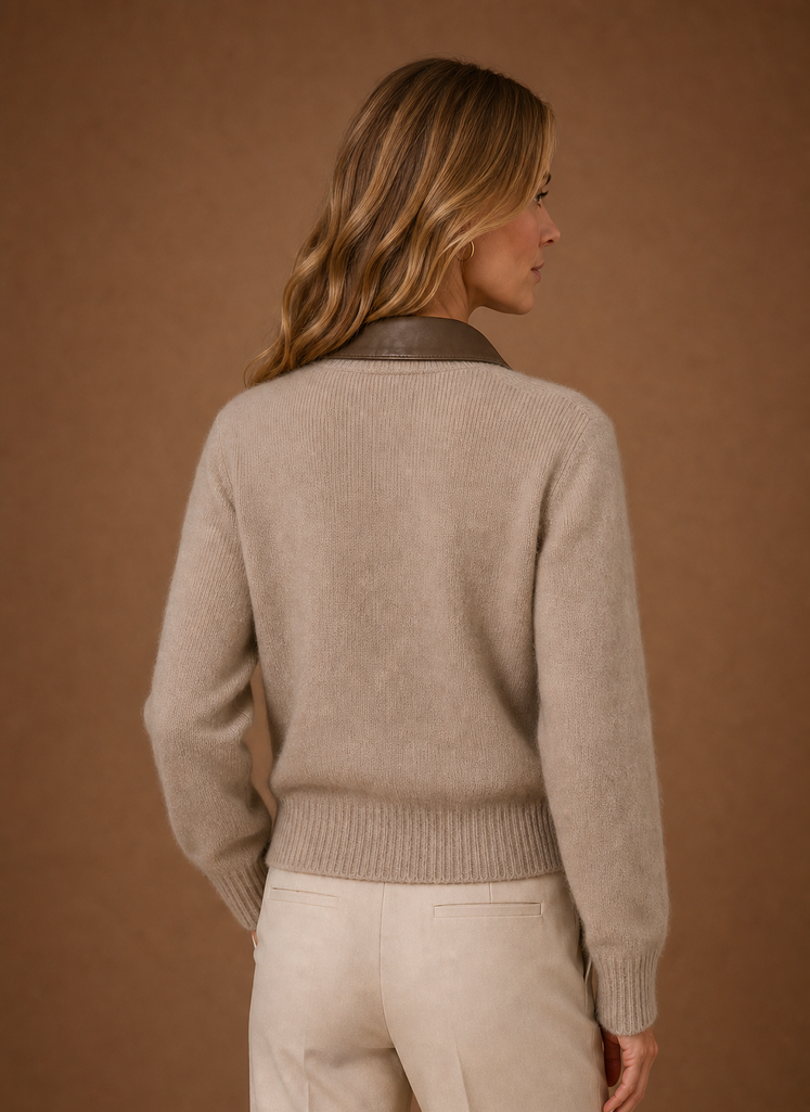 Women's Zip Knit Jacket with Classic Collar | Areleon