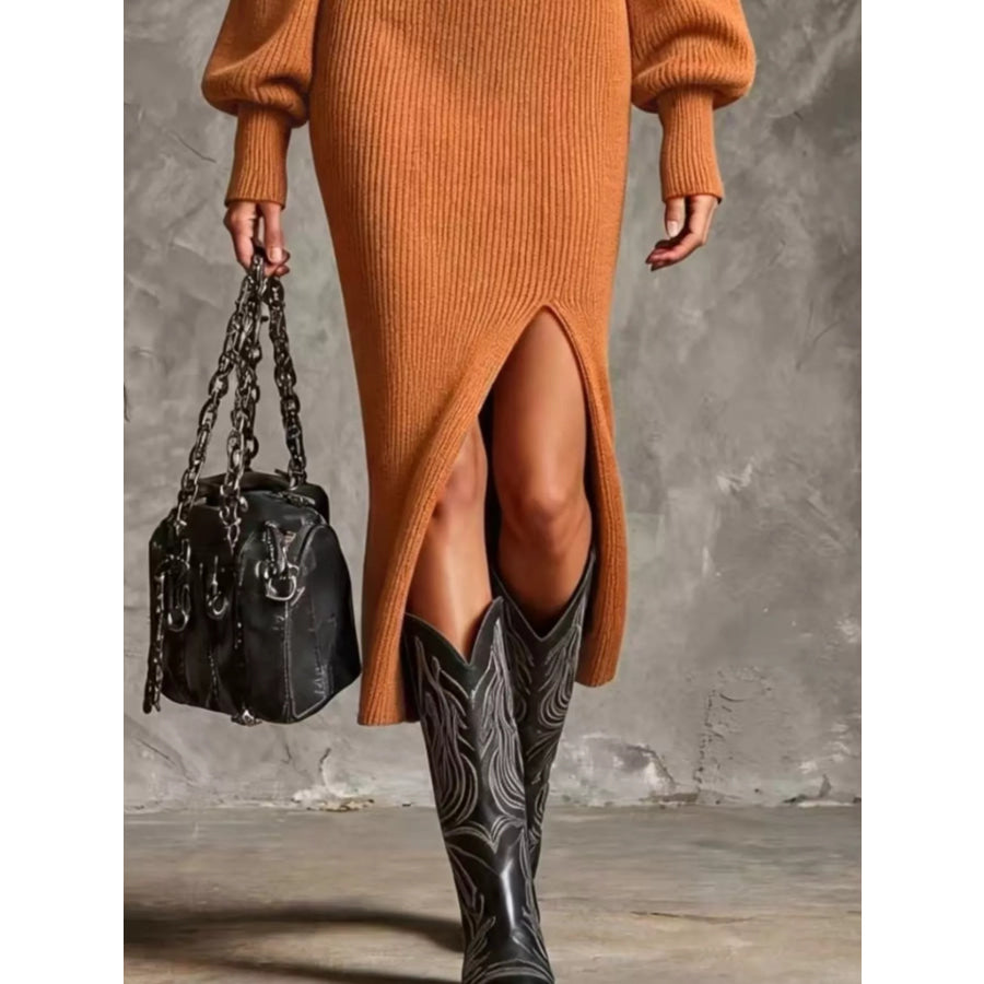 Ochre sweater dress detail