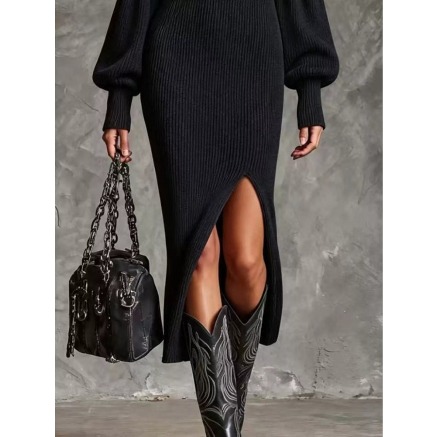Black sweater dress detail