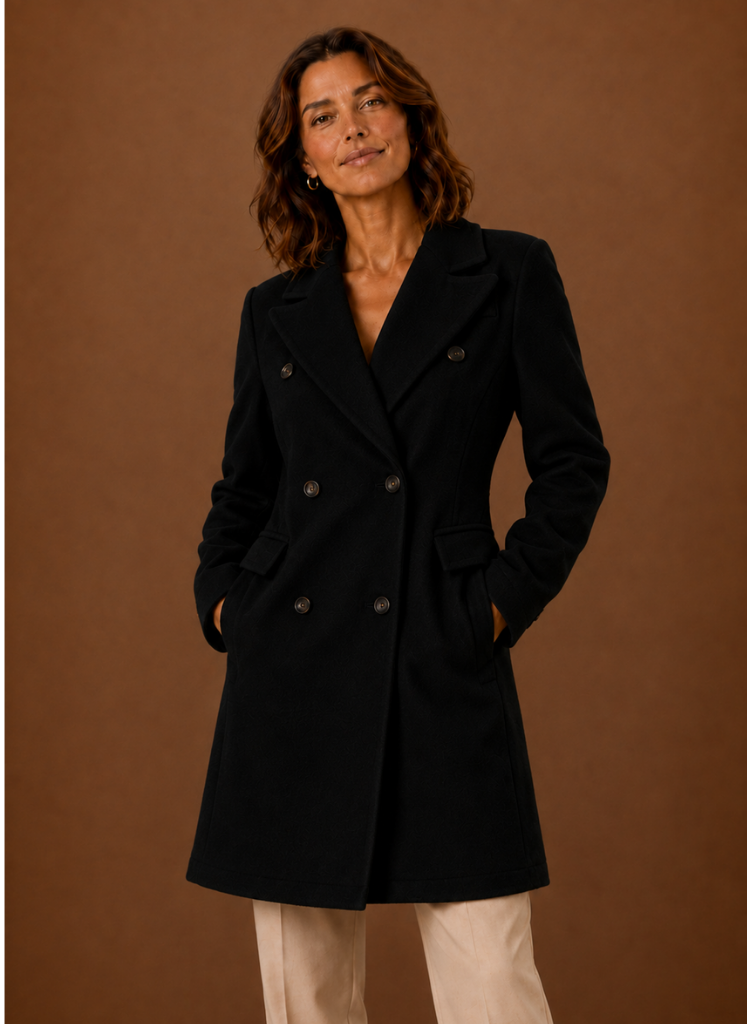 Women’s Double Breasted Coat – Long Tailored Winter Coat