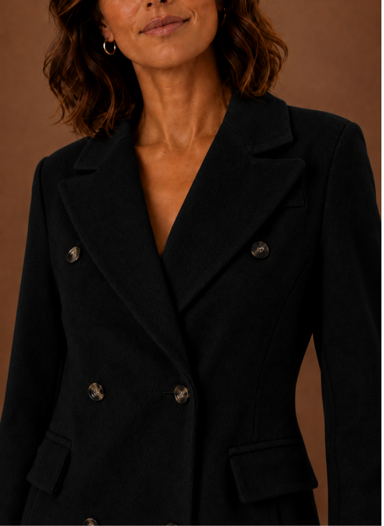Women’s Double Breasted Coat – Long Tailored Winter Coat